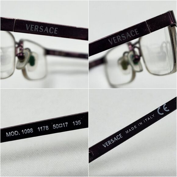 💜Vintage Versace Plum Rimless Eyeglasses & Hardshell Case - Picture 8 of 16